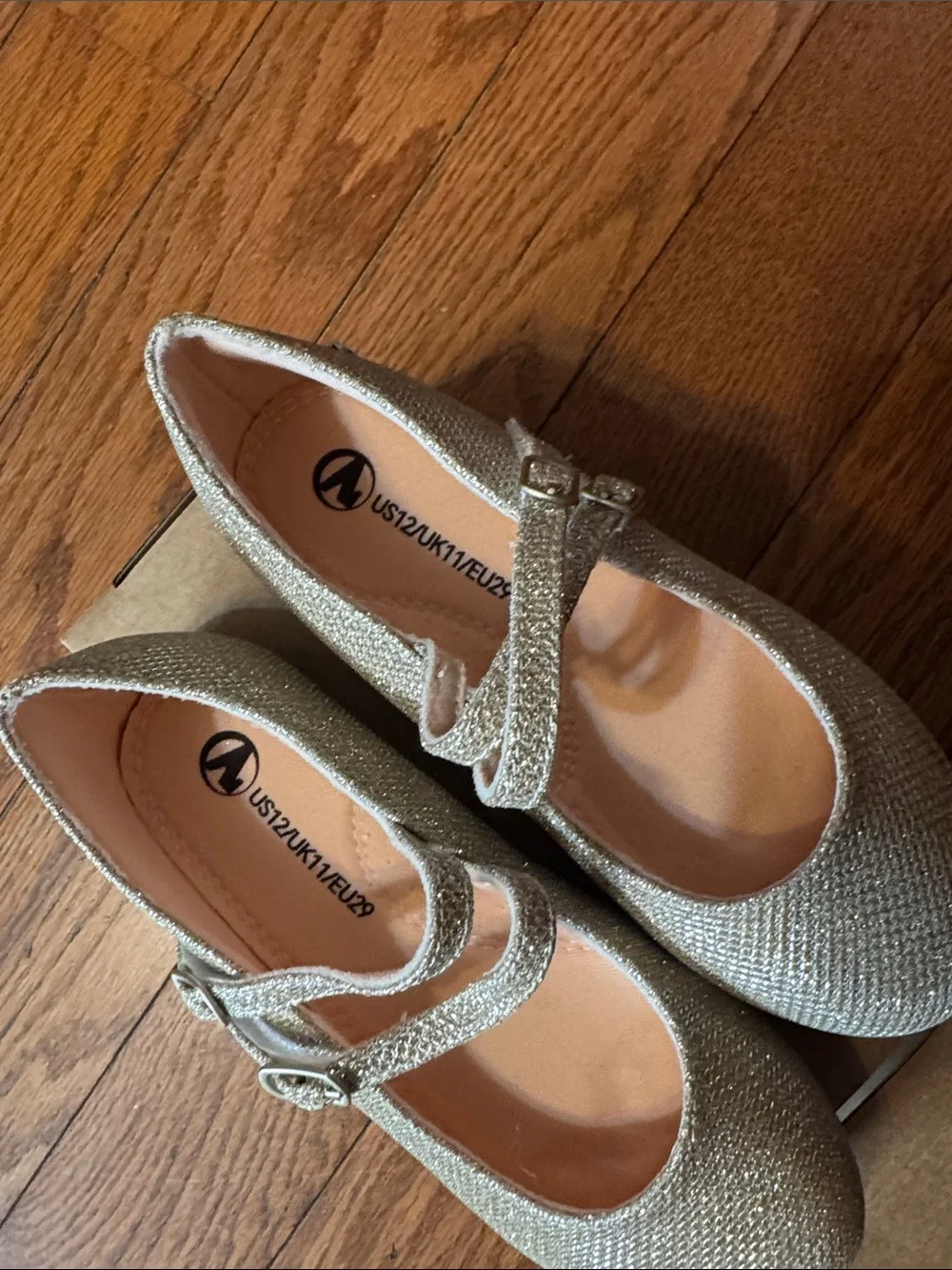 Girls Sparkle Mary Jane Flats in Light Gold